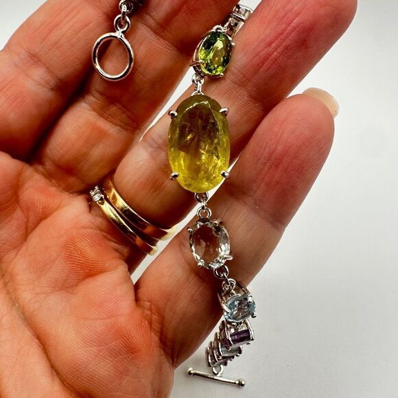 NWOT 7" One-of-a-kind Multi-gemstone and sterling silver bracelet! - Picture 12 of 16